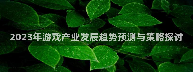多彩娱乐登录网址：2023年游戏产业发展趋势预测与策略探讨